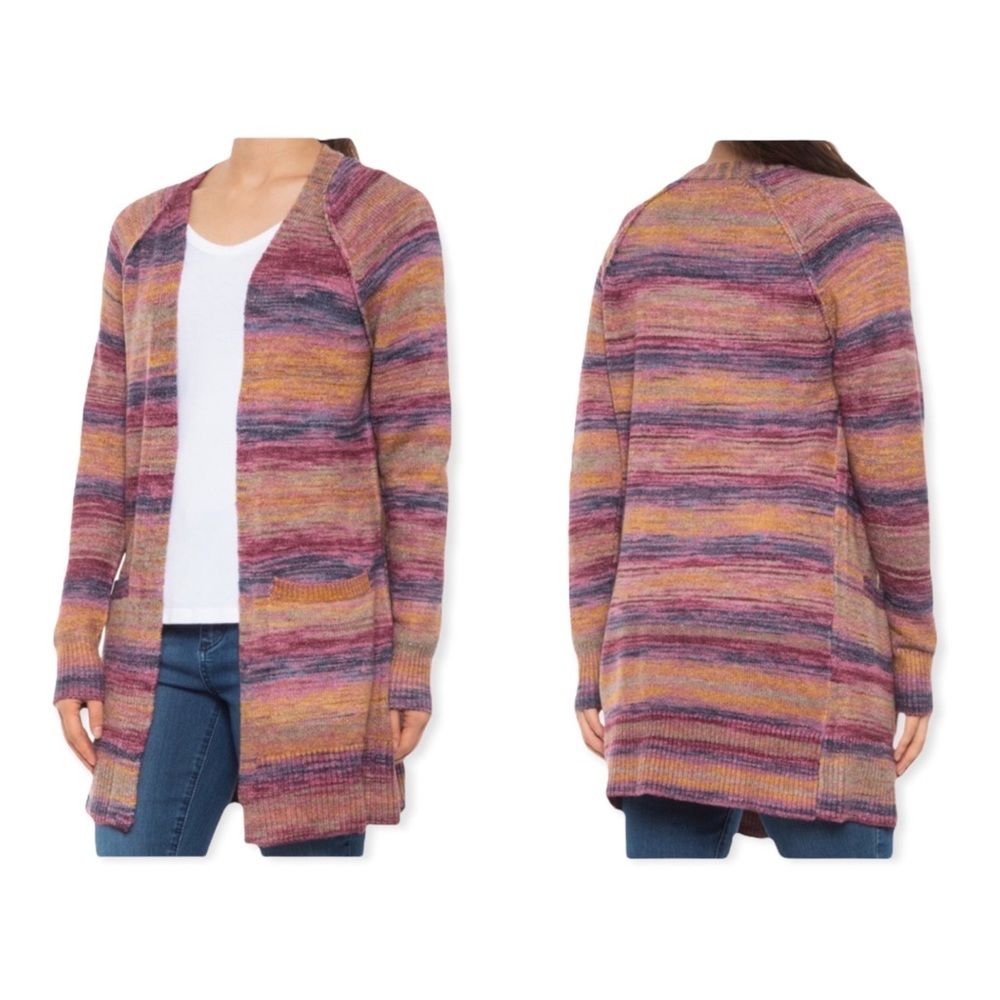 LUCKY BRAND Space Dye Malibu Open Front Cardigan Sweater with Hand Pockets S NWT
